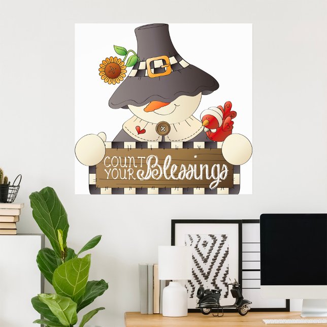 Count Your Blessings Snowman Pilgrim Poster (Creator Uploaded)