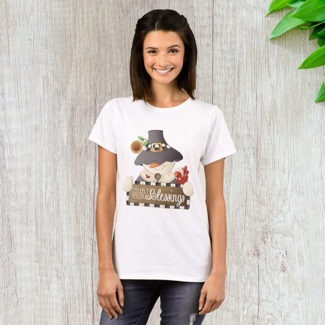 Count Your Blessings Snowman Pilgrim T-Shirt (Creator Uploaded)