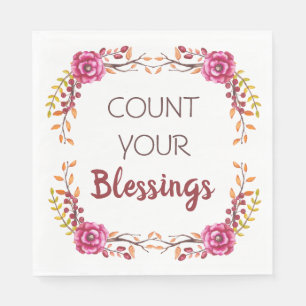 Count Your Blessings Thanksgiving Dinner Party Napkins