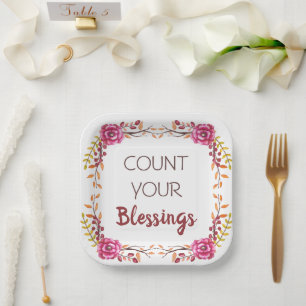Count Your Blessings Thanksgiving Dinner Party Paper Plates