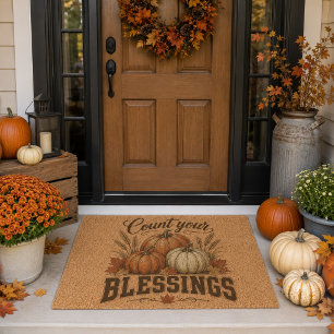 Count Your Blessings Thanksgiving Fall Outdoor Fiber Doormat