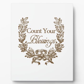 Count Your Blessings Vintage Typography Plaque by VintageImagesOnline at Zazzle