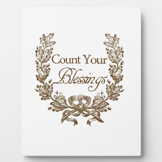 count your blessings vintage typography plaque (Front)