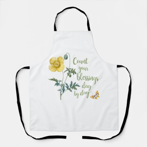 Count your blessings _ vintage Yellow poppy Apron