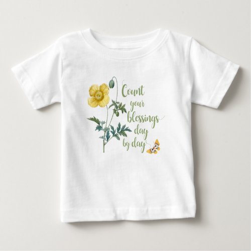 Count your blessings _ vintage Yellow poppy  Baby T_Shirt