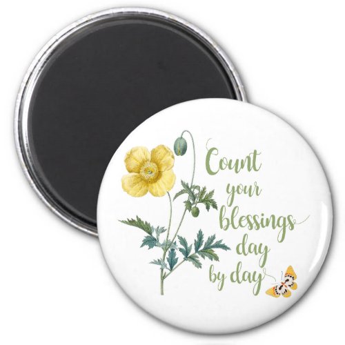 Count your blessings _ vintage Yellow poppy Magnet