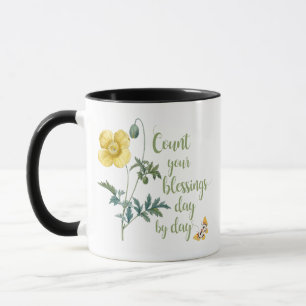 Count your blessings - vintage Yellow poppy Mug