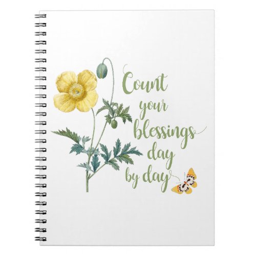 Count your blessings _ vintage Yellow poppy Notebook