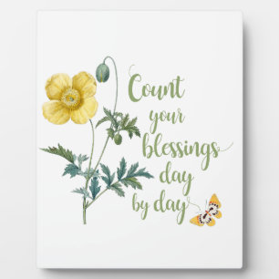 Count your blessings - vintage Yellow poppy  Plaque