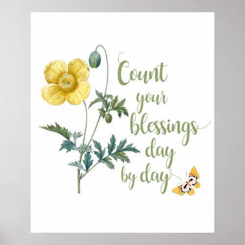 Count your blessings _ vintage Yellow poppy  Poster