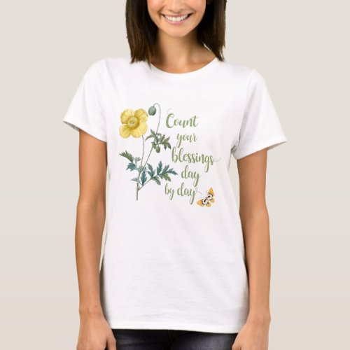 Count your blessings _ vintage Yellow poppy T_Shirt