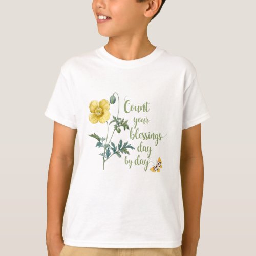 Count your blessings _ vintage Yellow poppy T_Shirt