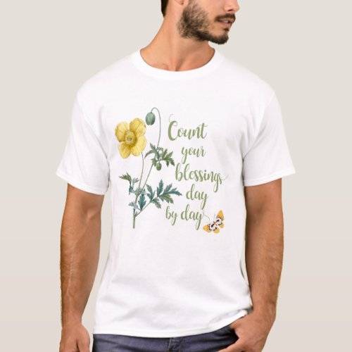 Count your blessings _ vintage Yellow poppy T_Shirt