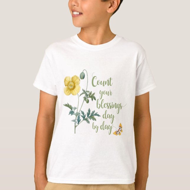Count your blessings - vintage Yellow poppy  T-Shirt (Front)