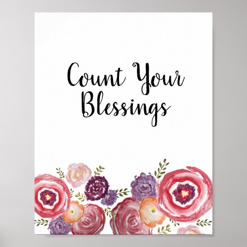 Count Your Blessings Wildflower Poster