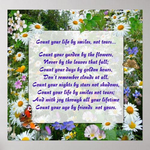 COUNT YOUR LIFE BY SMILES inspirational Poster