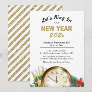 Countdown Clock Ring In the New Years Eve Party Invitation