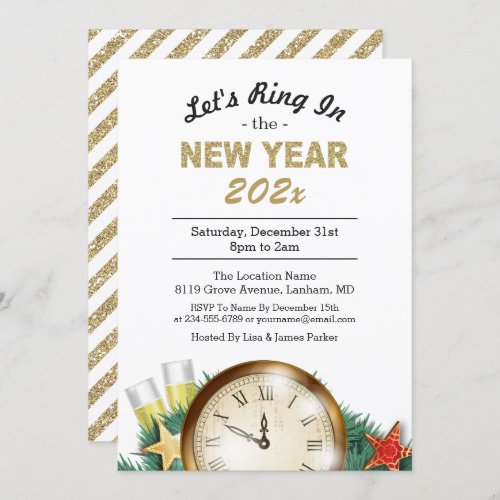 Countdown Clock Ring In the New Years Eve Party Invitation