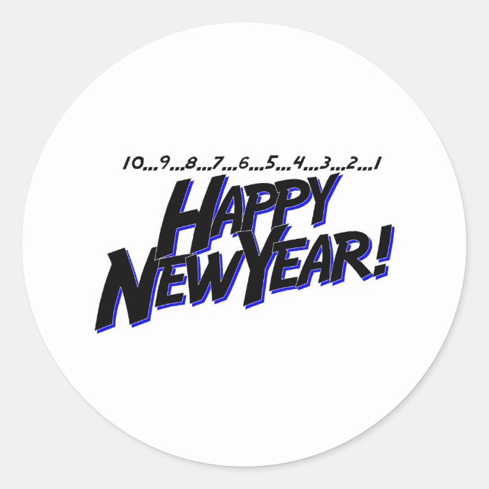 Countdown Happy New Year Round Sticker