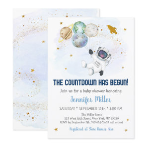 Countdown Has Begun Astronaut Space Baby Shower Invitation