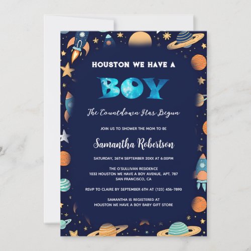 Countdown Has Begun Outer Space Baby Shower  Invitation