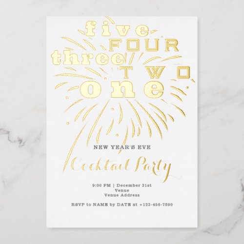 Countdown Modern Festive New Years Eve Party  Foil Invitation