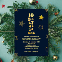 Countdown - Navy Gold New Years Eve Party  Invitation