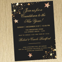 Countdown New Year's Eve Party, Black Gold Invitation