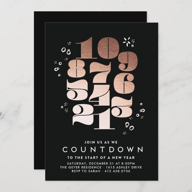 Countdown - New Years Eve Party Invitation (Front/Back)