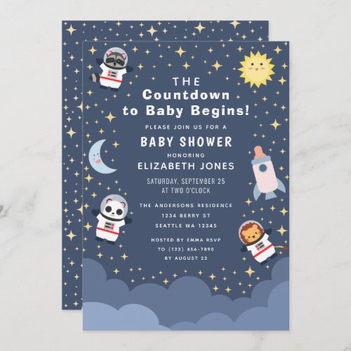 Countdown to Baby Space Baby Shower Invitation