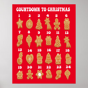 Countdown to Christmas advent calendar Gingerbread Poster