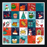 Countdown To Christmas Advent Calendar Poster<br><div class="desc">Advent Calendar with hand-drawn cute Christmas characters and Ornaments including bells,  snowmen,  firs,  deer,  Santa Claus,  wreaths,  snowflakes,  socks,  noel,  trees,  and Santa hats. Count the days till Christmas!</div>