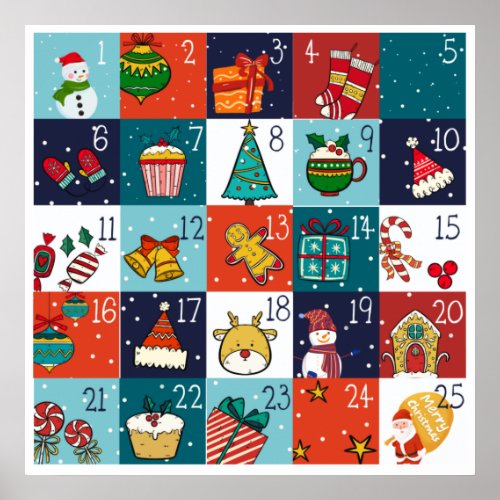 Countdown To Christmas Advent Calendar Poster