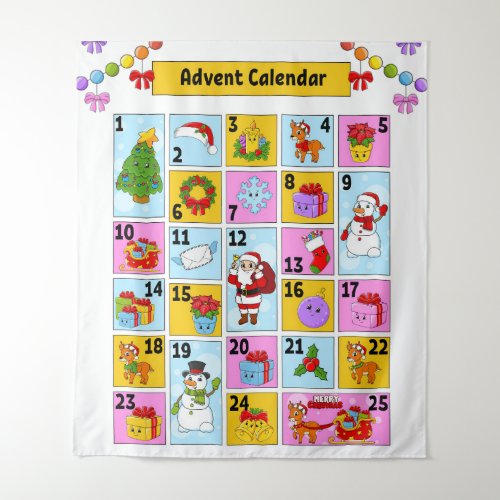 Countdown To Christmas Advent Calendar Tapestry