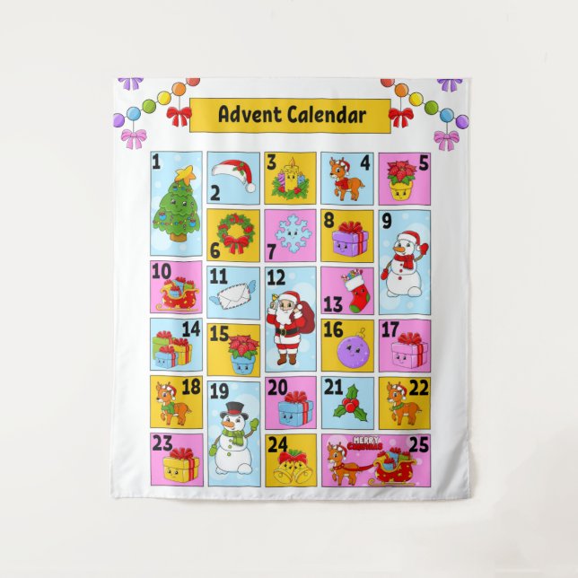 Countdown To Christmas Advent Calendar Tapestry (Front)