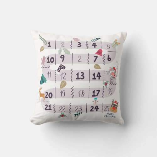 Countdown To Christmas Advent Calendar Throw Pillo Throw Pillow