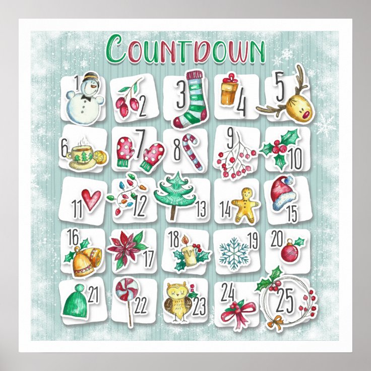 Countdown to Christmas Calendar Poster Zazzle