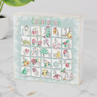 Countdown to Christmas Calendar Wooden Box Sign