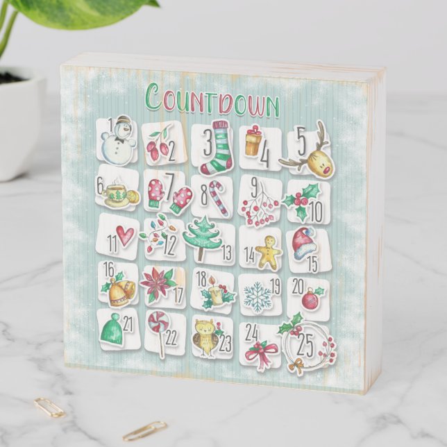 Countdown to Christmas Calendar Wooden Box Sign (In Situ Vertical)