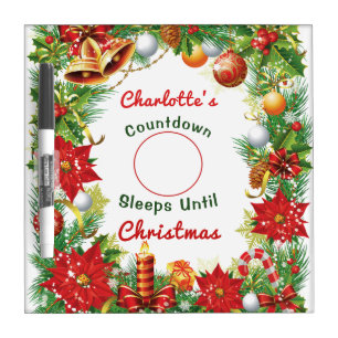 Countdown To Christmas Festive Personalized Dry Erase Board