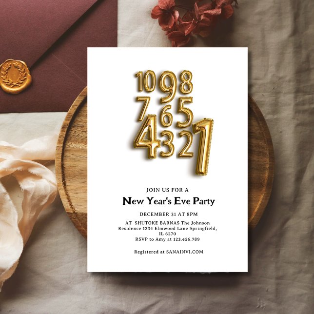 Countdown to New Year's Eve Party Balloon Letters Invitation (Creator Uploaded)