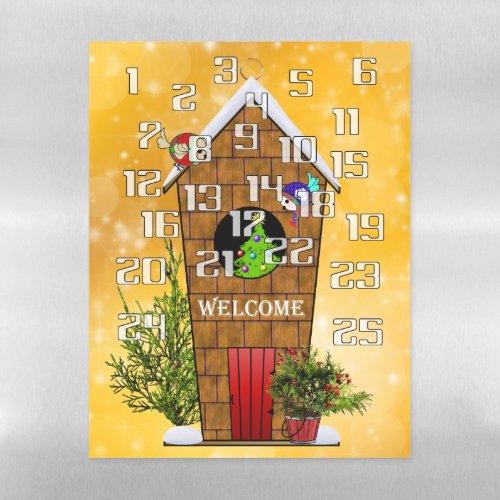 Countdown with Christmas Birds Advent Calendar Magnetic Dry Erase Sheet