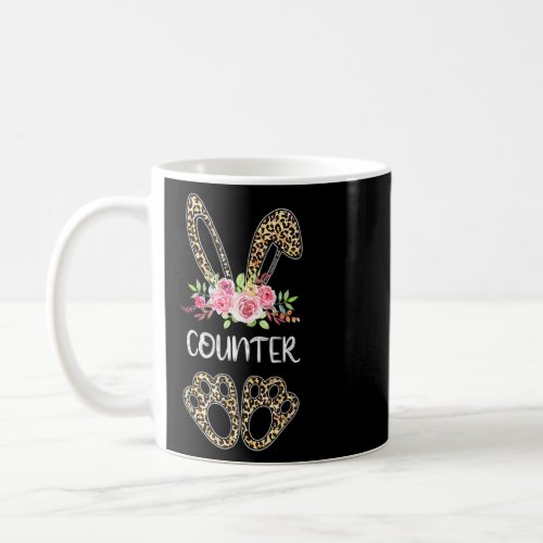 Counter Bunny Leopard Flowers Easter 2022  Coffee Mug