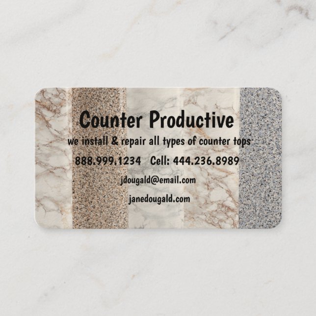 Counter Top Install & Repair Business Business Card (Front)
