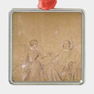Countess Charles d'Agoult and her daughter Metal Ornament
