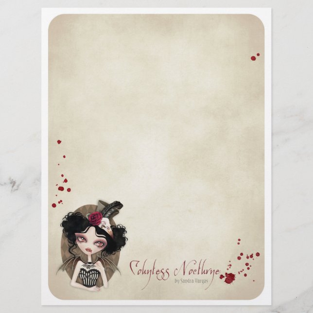 Countess Nocturne Gothic Letterhead Stationery (Front)