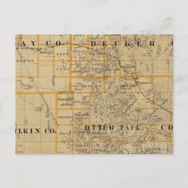 Counties of Clay, Wilkin, Becker, Minnesota Postcard (Front)