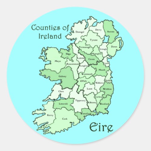 Counties of Ireland Map Classic Round Sticker