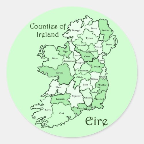 Counties of Ireland Map Classic Round Sticker