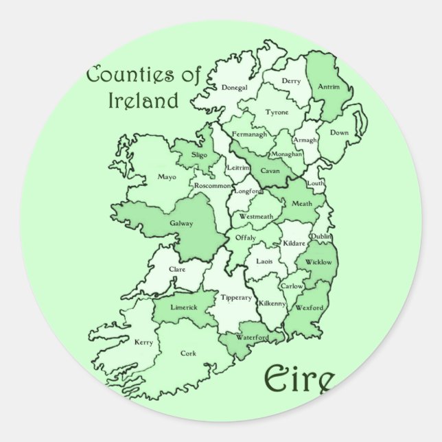 Counties of Ireland Map Classic Round Sticker (Front)